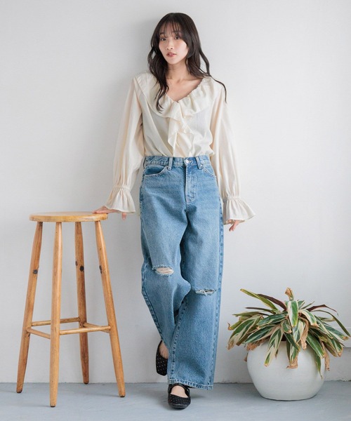 ※　売約済・専用ページ　※ LOWRYS FARM ブラウス シャツ 2WAYフリルクロスブラウス