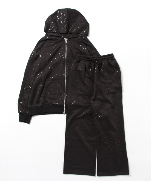 【セール】【上下セット】キラキラスウェットパーカー×スウェットパンツ(セットアップ)|ViViDAY(ビビデー)