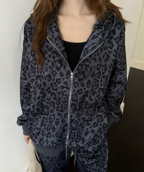 ViViDAY（ビビデー）の「【上下2点セット】キラキラスウェットパーカー×スウェットパンツ（セットアップ・レディース・ダークグレー/ピンク/ブラック/レオパード・M）」の15枚目の写真