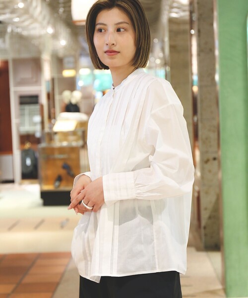 Demi-Luxe BEAMS（デミルクス ビームス）の「コットン ランダムタック シャツ［手洗い可］（シャツ/ブラウス・レディース・ホワイト/サックスブルー・36/38）」の16枚目の写真