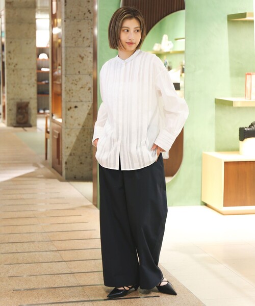 Demi-Luxe BEAMS（デミルクス ビームス）の「コットン ランダムタック シャツ［手洗い可］（シャツ/ブラウス・レディース・ホワイト/サックスブルー・36/38）」の18枚目の写真