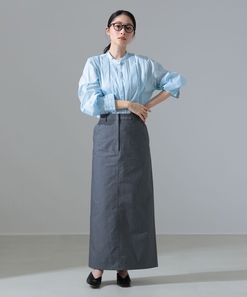 Demi-Luxe BEAMS（デミルクス ビームス）の「コットン ランダムタック シャツ［手洗い可］（シャツ/ブラウス・レディース・ホワイト/サックスブルー・36/38）」の3枚目の写真