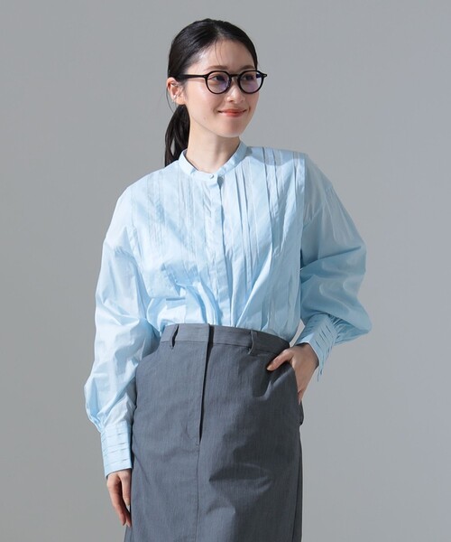 Demi-Luxe BEAMS（デミルクス ビームス）の「コットン ランダムタック シャツ［手洗い可］（シャツ/ブラウス・レディース・ホワイト/サックスブルー・36/38）」の4枚目の写真