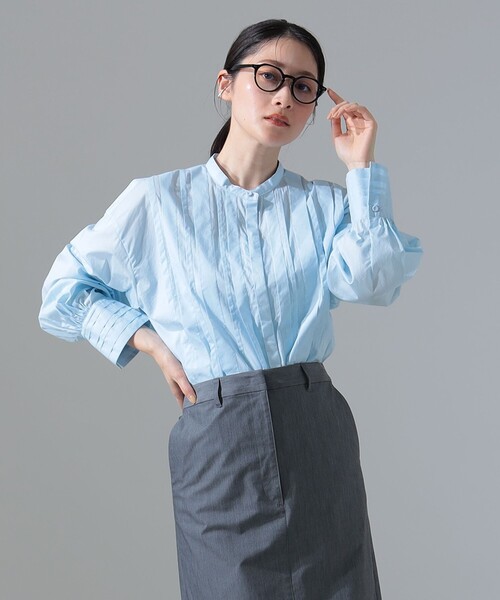 Demi-Luxe BEAMS（デミルクス ビームス）の「コットン ランダムタック シャツ［手洗い可］（シャツ/ブラウス・レディース・ホワイト/サックスブルー・36/38）」の5枚目の写真