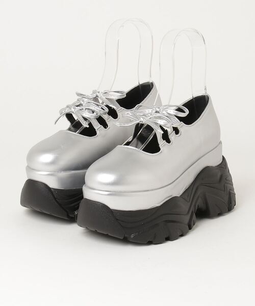 セール】+9.5cm 軽量厚底 トリプルリボン バレエコアスニーカー