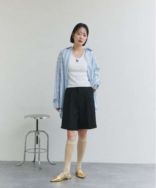 ad thie(アドティエ)の「カップ付き ロゴ刺繍タンクトップ(タンクトップ・レディース・オフホワイト/ブラック・MEDIUM/LARGE)」の22枚目の写真