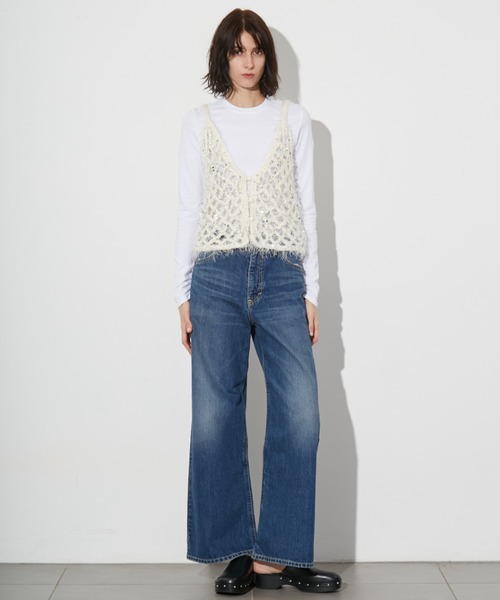 styling/（スタイリング）の「スパングル2WAYビスチェ（ニット/セーター・レディース・ブラック/アイボリー・FREE）」の4枚目の写真