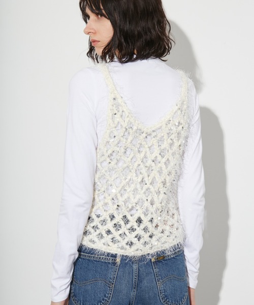 styling/（スタイリング）の「スパングル2WAYビスチェ（ニット/セーター・レディース・ブラック/アイボリー・FREE）」の5枚目の写真