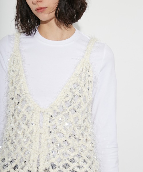 styling/（スタイリング）の「スパングル2WAYビスチェ（ニット/セーター・レディース・ブラック/アイボリー・FREE）」の7枚目の写真