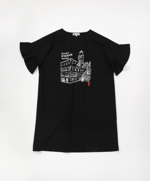 STUDIO PICONE(スタジオピッコーネ)の「袖フリルイラストチュニック(Tシャツ/カットソー・レディース・ブラック/ネイビー/ベージュ・LL/M/L)」の13枚目の写真