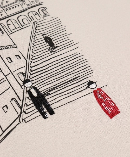 STUDIO PICONE(スタジオピッコーネ)の「袖フリルイラストチュニック(Tシャツ/カットソー・レディース・ブラック/ネイビー/ベージュ・LL/M/L)」の8枚目の写真