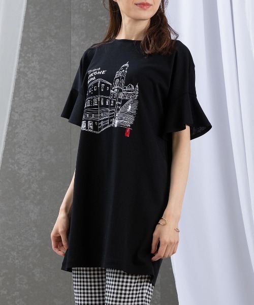 STUDIO PICONE(スタジオピッコーネ)の「袖フリルイラストチュニック(Tシャツ/カットソー・レディース・ブラック/ネイビー/ベージュ・LL/M/L)」の16枚目の写真