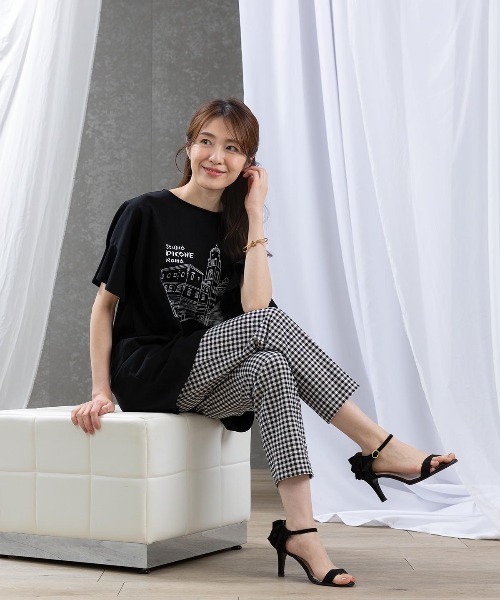 STUDIO PICONE(スタジオピッコーネ)の「袖フリルイラストチュニック(Tシャツ/カットソー・レディース・ブラック/ネイビー/ベージュ・LL/M/L)」の21枚目の写真