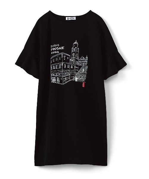 STUDIO PICONE(スタジオピッコーネ)の「袖フリルイラストチュニック(Tシャツ/カットソー・レディース・ブラック/ネイビー/ベージュ・LL/M/L)」の14枚目の写真
