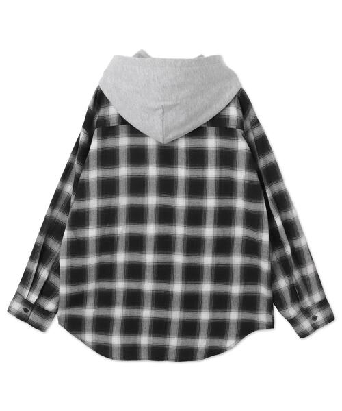 WEGO（ウィゴー）の「WEGO/【25年春夏新作】裏毛フードチェックシャツ（シャツ/ブラウス・レディース・ブラック・FREE）」の13枚目の写真