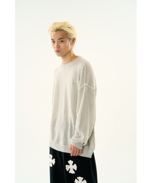DISCOVERED（ディスカバード）の「BASIC OUTSEEM RAME CREW KNIT（ニット/セーター・メンズ・ホワイト/パープル/ブラック・SMALL/LARGE）」の4枚目の写真