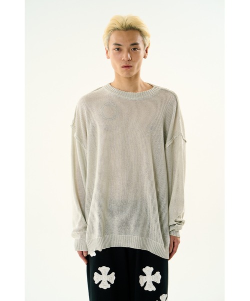 DISCOVERED（ディスカバード）の「BASIC OUTSEEM RAME CREW KNIT（ニット/セーター・メンズ・ホワイト/パープル/ブラック・SMALL/LARGE）」の5枚目の写真