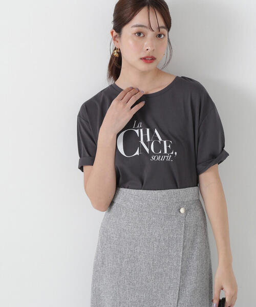 PROPORTION BODY DRESSING(プロポーションボディドレッシング)の「ロゴT / 1215160302(Tシャツ/カットソー・レディース・ダークグレー/ホワイト・FREE)」の1枚目の写真