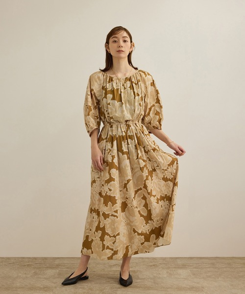 ROPE'（ロペ）の「【DEVEAUX（デヴォー）】別注ボカシフラワーウエストギャザーワンピース/洗える（ワンピース・レディース・ブラウン系その他2/オレンジ系その他・FREE）」の20枚目の写真