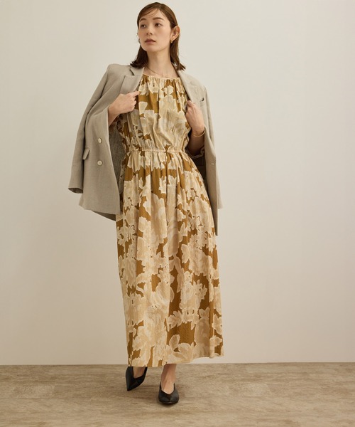 ROPE'（ロペ）の「【DEVEAUX（デヴォー）】別注ボカシフラワーウエストギャザーワンピース/洗える（ワンピース・レディース・ブラウン系その他2/オレンジ系その他・FREE）」の22枚目の写真