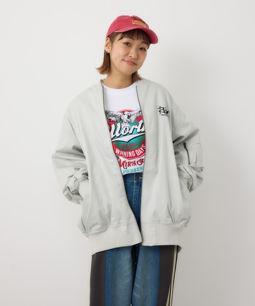 RODEO CROWNS WIDE BOWL（ロデオクラウンズワイドボウル）の「オーバーミリタリーブルゾン（ブルゾン・レディース・カーキ/ブラック/ライトグレー・FREE）」の3枚目の写真