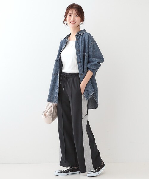 Cutie Blonde（キューティーブロンド）の「【洗える/S-LL】スウェットライン配色イージーパンツ（その他パンツ・レディース・ブラック/ライトグレー・01/02/03/04）」の9枚目の写真