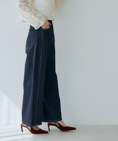 coca(coca)(コカ)の「【WEB限定セール】ワイドシルエットデニムパンツ(デニムパンツ・レディース・インディゴブルー・L/S/M)」の8枚目の写真