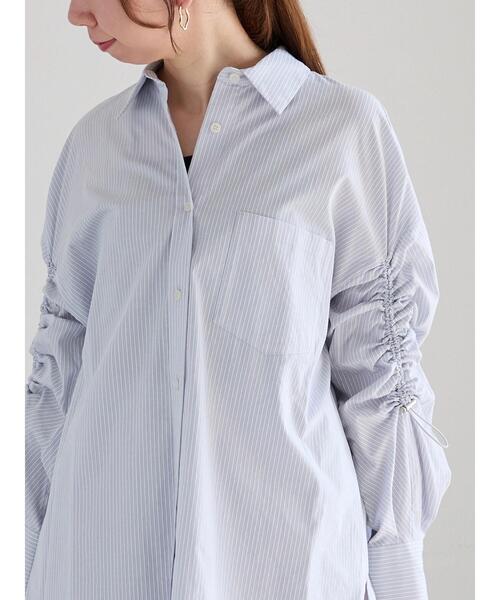 Te chichi（テチチ）の「ドロストスリーブストライプシャツ《2025spring catalog item》（シャツ/ブラウス・レディース・グレー/ベージュ・F）」の2枚目の写真