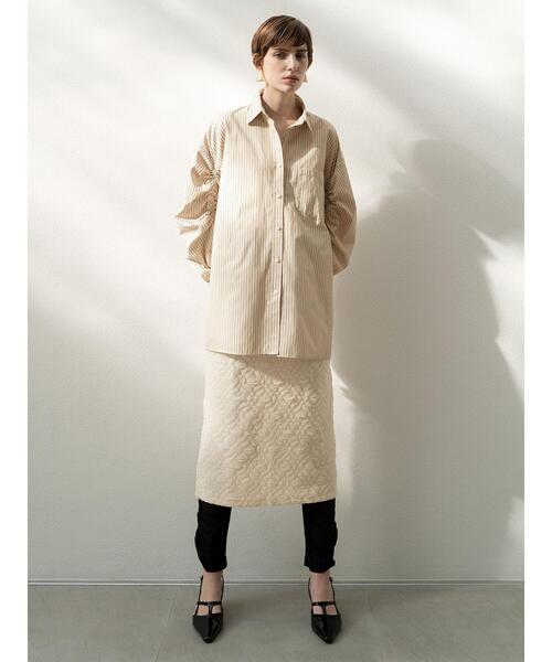 Te chichi（テチチ）の「ドロストスリーブストライプシャツ《2025spring catalog item》（シャツ/ブラウス・レディース・グレー/ベージュ・F）」の3枚目の写真