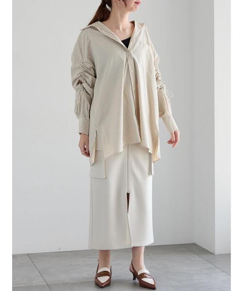 Te chichi（テチチ）の「ドロストスリーブストライプシャツ《2025spring catalog item》（シャツ/ブラウス・レディース・グレー/ベージュ・F）」の14枚目の写真