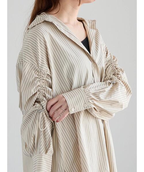 ブラウス シャツ ドロストスリーブストライプシャツ「2025spring catalog item」 レディース セール】 ドロストスリーブストライプシャツ《2025spring