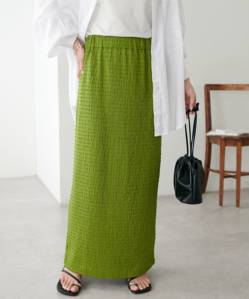 DISCOAT（ディスコート）の「【WEB限定】カットジャガードナロースカート（スカート・レディース・アイボリー/ブラック/グレイッシュベージュ/グリーン系その他・MEDIUM）」の16枚目の写真