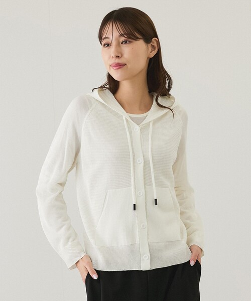 Jayro(ジャイロ)の「フード付ニットカーディガン(カーディガン/ボレロ・レディース・ベージュ/ブラック/ホワイト/グリーン・FREE)」の1枚目の写真