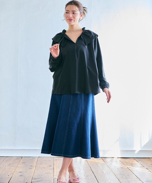 Feroux(フェルゥ)の「ラッシュガード ケープギャザー ブラウス(シャツ/ブラウス・レディース・ブラック系/ベージュ系/ホワイト系・F)」の18枚目の写真