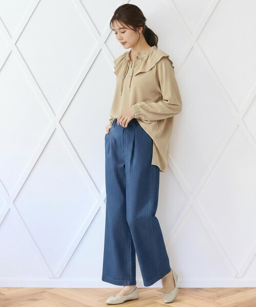Feroux(フェルゥ)の「ラッシュガード ケープギャザー ブラウス(シャツ/ブラウス・レディース・ブラック系/ベージュ系/ホワイト系・F)」の15枚目の写真
