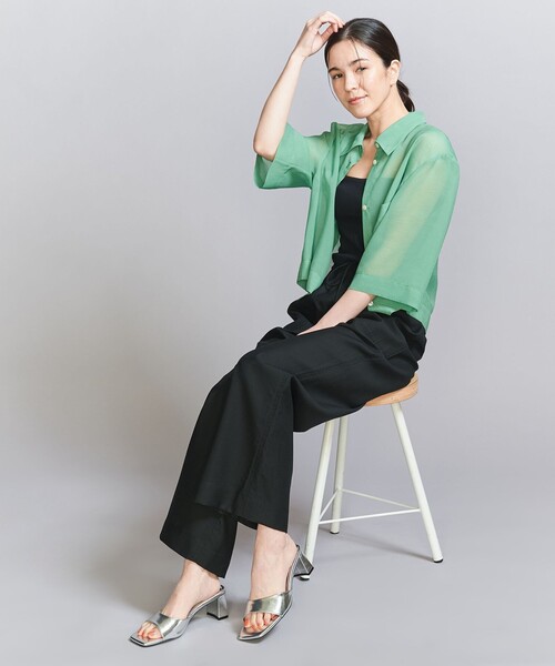 BEAUTY&YOUTH レザーライク スクエアトゥ ミュール BEAUTY＆YOUTH UNITED ARROWS サンダル レザーライク スクエア