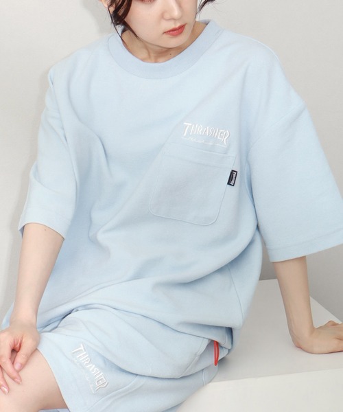 THRASHER(スラッシャー)の「【THRASHER/スラッシャー】パイルファブリック ポケット付半袖プルオーバー(Tシャツ/カットソー・メンズ・ホワイト/サックスブルー/ブラック・M/L/XL)」の3枚目の写真