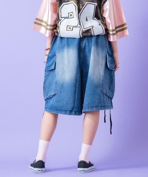a.p.o.v.(エーピーオービー)の「a.p.o.v. スーパーワイドスラントポケットデニムカーゴハーフパンツ(デニムパンツ・メンズ・ブルー/ブラック・ONESIZE)」の7枚目の写真