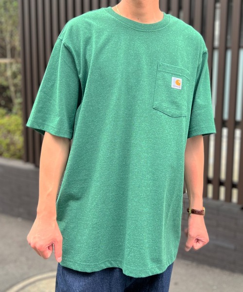 Carhartt（カーハート）の「《carhartt》カーハート Workwear 1/2-Sleeve T-Shirts（Tシャツ/カットソー・メンズ・ダークオリーブ/ブラック/オリーブ/ヘザーグレー/チャコールグレー/ベージュ/ネイビー/グリーン系その他2/ホワイト/ブルー・L/M/XL/S）」の8枚目の写真