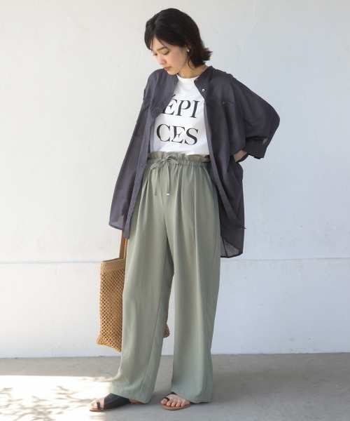 Bou Jeloud（ブージュルード）の「ボイルBIGポケットチュニック（シャツ/ブラウス・レディース・チャコールグレー/ベージュ/ラベンダー/ピンク・38）」の6枚目の写真