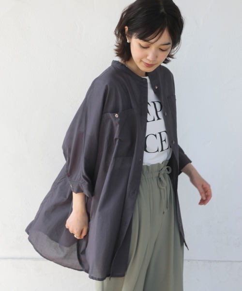 Bou Jeloud（ブージュルード）の「ボイルBIGポケットチュニック（シャツ/ブラウス・レディース・チャコールグレー/ベージュ/ラベンダー/ピンク・38）」の5枚目の写真