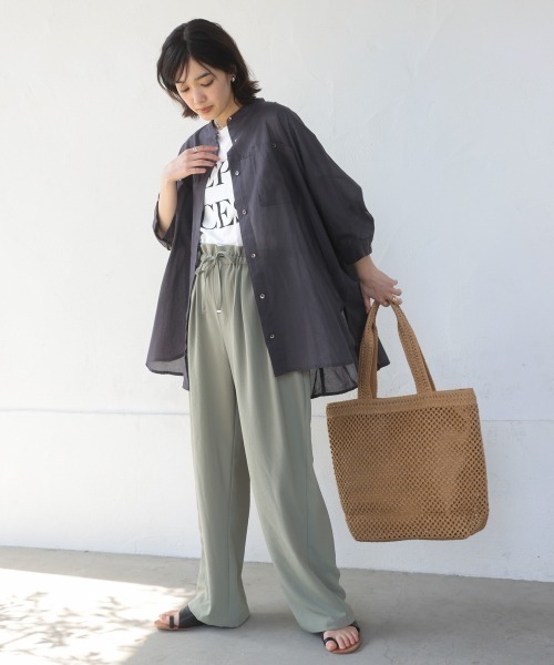 Bou Jeloud（ブージュルード）の「ボイルBIGポケットチュニック（シャツ/ブラウス・レディース・チャコールグレー/ベージュ/ラベンダー/ピンク・38）」の9枚目の写真