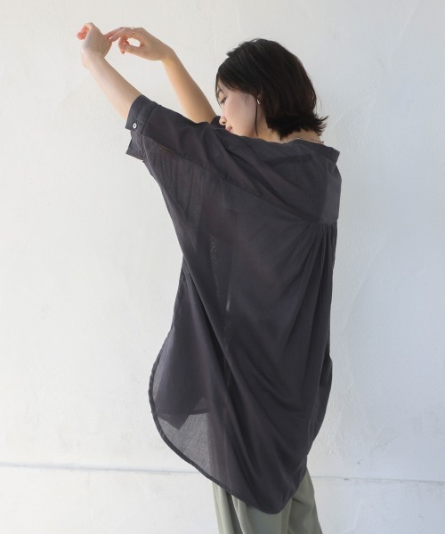 Bou Jeloud（ブージュルード）の「ボイルBIGポケットチュニック（シャツ/ブラウス・レディース・チャコールグレー/ベージュ/ラベンダー/ピンク・38）」の10枚目の写真