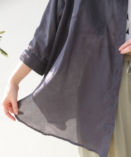 Bou Jeloud（ブージュルード）の「ボイルBIGポケットチュニック（シャツ/ブラウス・レディース・チャコールグレー/ベージュ/ラベンダー/ピンク・38）」の16枚目の写真