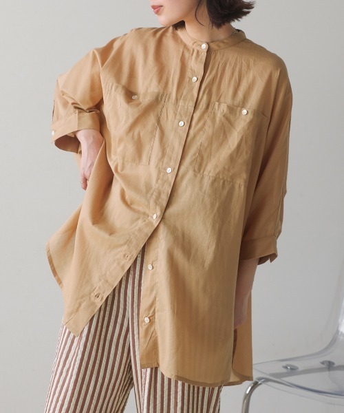 Bou Jeloud（ブージュルード）の「ボイルBIGポケットチュニック（シャツ/ブラウス・レディース・チャコールグレー/ベージュ/ラベンダー/ピンク・38）」の17枚目の写真