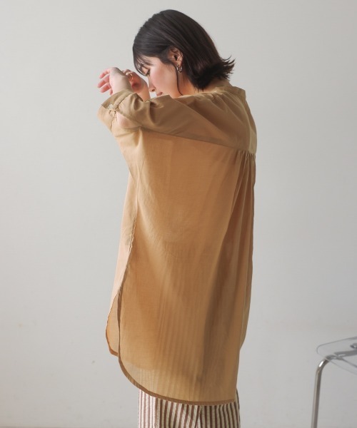 Bou Jeloud（ブージュルード）の「ボイルBIGポケットチュニック（シャツ/ブラウス・レディース・チャコールグレー/ベージュ/ラベンダー/ピンク・38）」の21枚目の写真