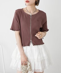 【新色追加!7色展開】半袖W ZIPリブカーデ