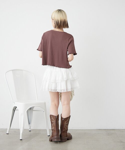 w closet(ダブルクローゼット)の「【新色追加!7色展開】半袖W ZIPリブカーデ(Tシャツ/カットソー・レディース・アイボリー/チャコールグレー/ブルー/レッド/ネイビー/グリーン/ブラウン・FREE)」の8枚目の写真
