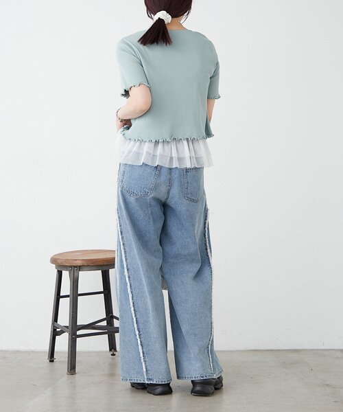 w closet(ダブルクローゼット)の「【新色追加!7色展開】半袖W ZIPリブカーデ(Tシャツ/カットソー・レディース・アイボリー/チャコールグレー/ブルー/レッド/ネイビー/グリーン/ブラウン・FREE)」の22枚目の写真