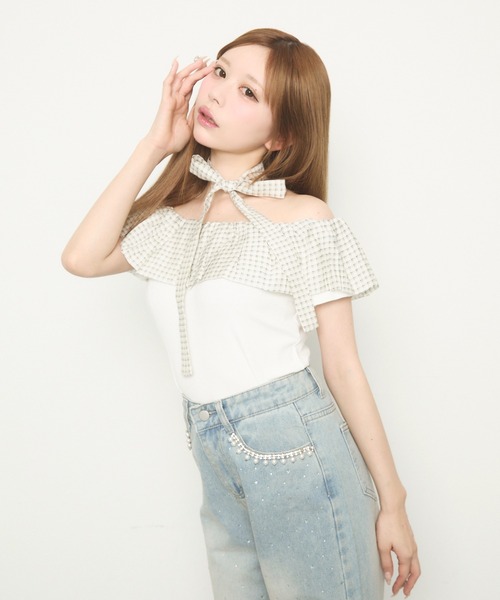 BPN 姫袖オフショルトップス ボタンオフショル半袖トップス – WEGO ONLINE STORE